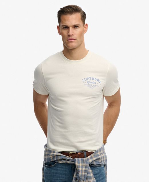 Camiseta de m/c con backprint letras branding Superdry Off White