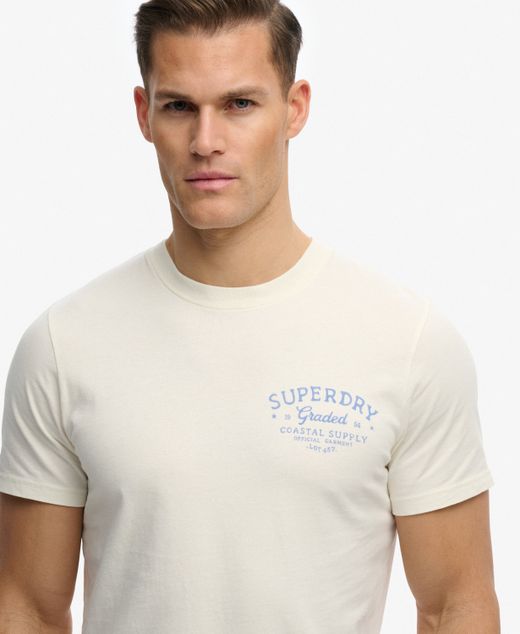 Camiseta de m/c con backprint letras branding Superdry Off White