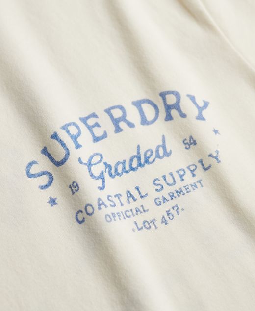 Camiseta de m/c con backprint letras branding Superdry Off White