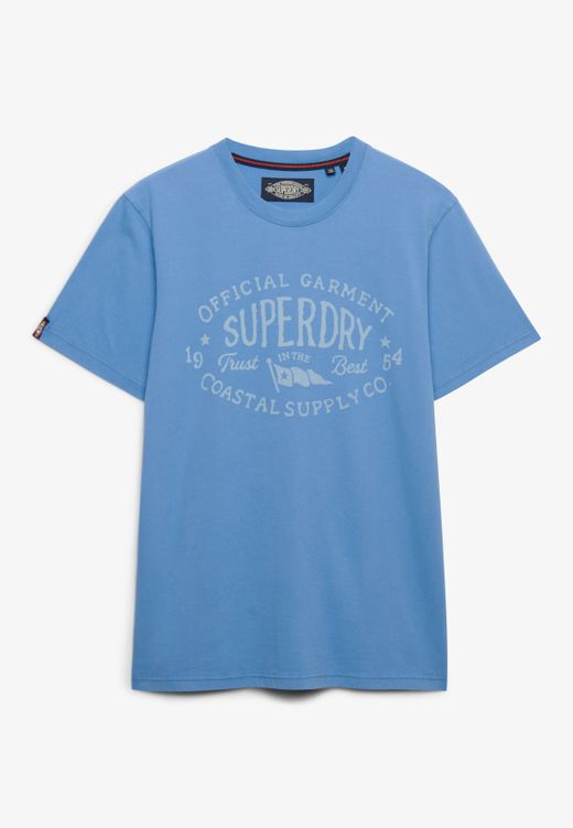 Camiseta de m/c con letras branding Superdry Blue