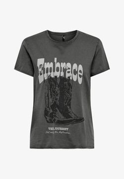 Camiseta de m/c con letras embrance Only Gunmetal