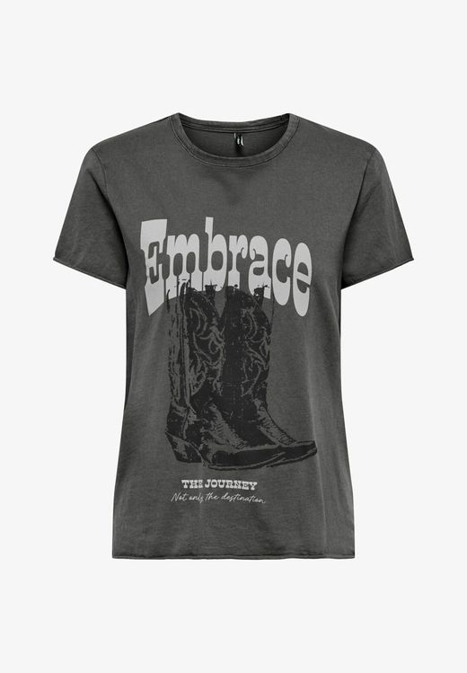 Camiseta de m/c con letras embrance Only Gunmetal