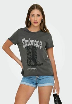 Camiseta de m/c con letras embrance Only Gunmetal