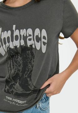 Camiseta de m/c con letras embrance Only Gunmetal