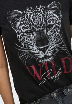 Camiseta de m/c con tigre & wild souls Only Black 1