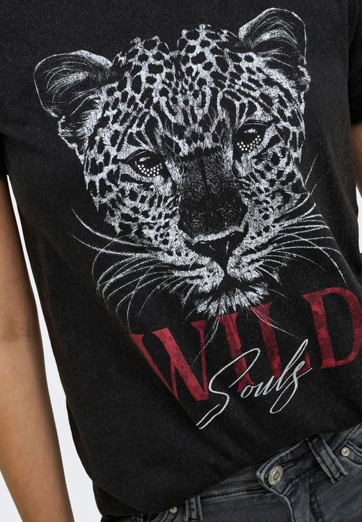Camiseta de m/c con tigre & wild souls Only Black 1