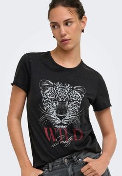 Camiseta de m/c con tigre & wild souls Only Black 1