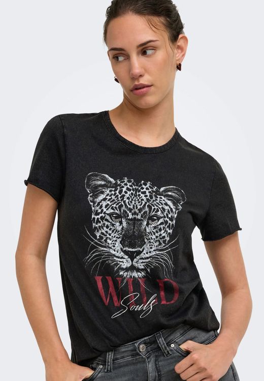 Camiseta de m/c con tigre & wild souls Only Black 1