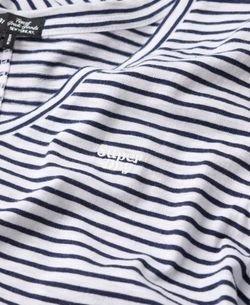 Camiseta de m/c de cuello pico rayas marineras Superdry Navy