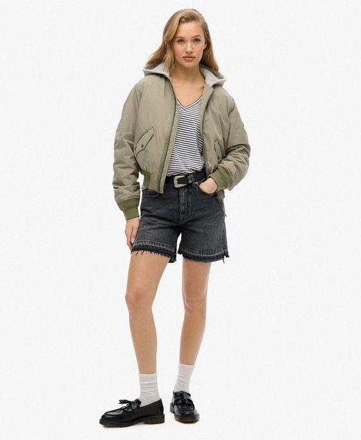 Camiseta de m/c de cuello pico rayas marineras Superdry Navy