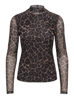 Camiseta de m/l con estampado animal print gasa Only Raw Umber