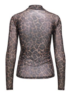 Camiseta de m/l con estampado animal print gasa Only Raw Umber