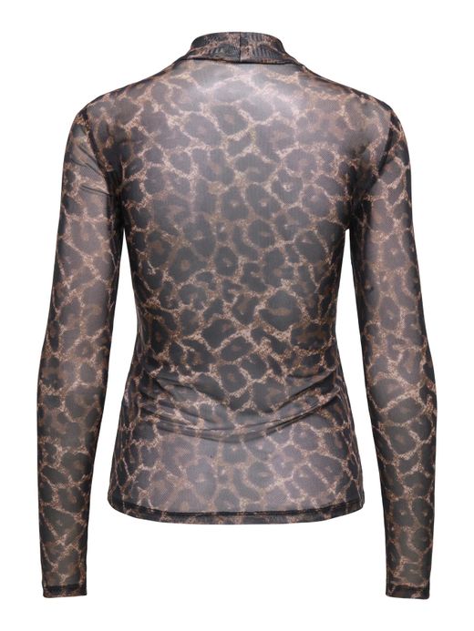 Camiseta de m/l con estampado animal print gasa Only Raw Umber