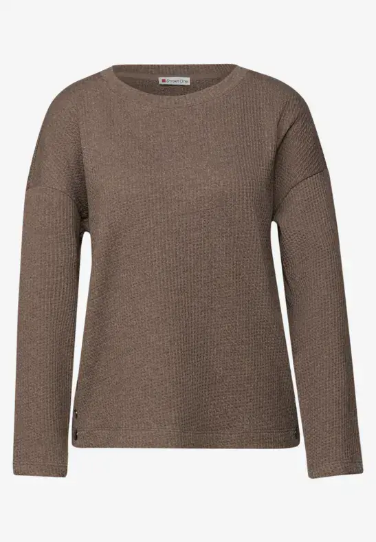 Camiseta de m/l de punto granulado Street One Brown 32