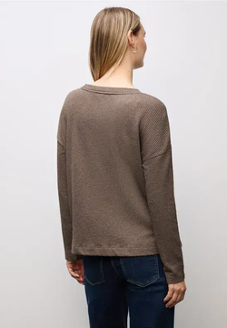 Camiseta de m/l de punto granulado Street One Brown