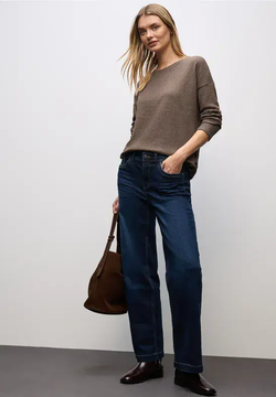 Camiseta de m/l de punto granulado Street One Brown