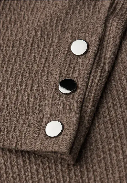 Camiseta de m/l de punto granulado Street One Brown