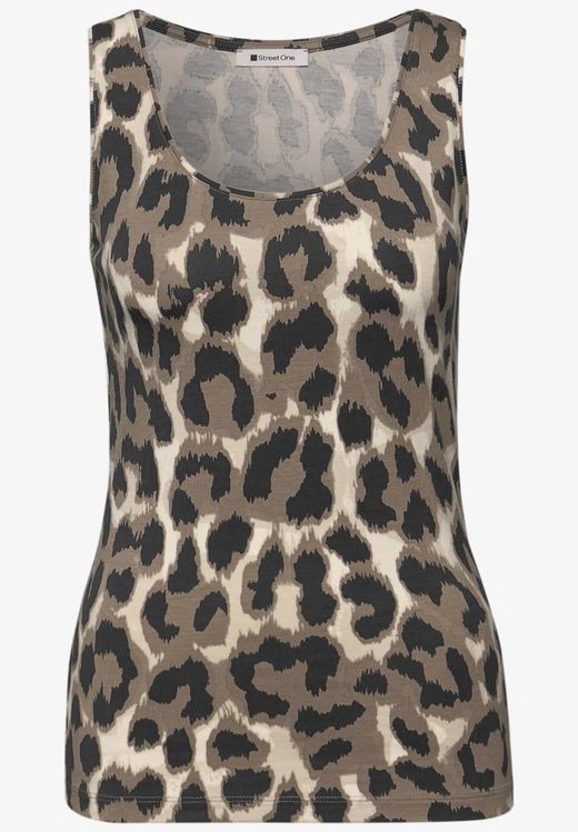 Camiseta de tirantes con animal print Street One Beige
