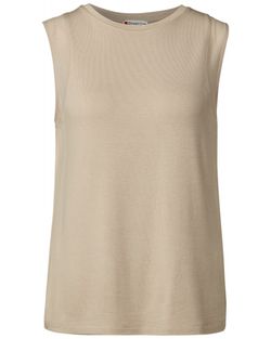 Camiseta de tirantes con detalle gasa Street One Beige