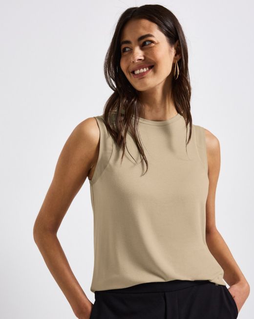 Camiseta de tirantes con detalle gasa Street One Beige