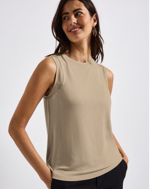 Camiseta de tirantes con detalle gasa Street One Beige