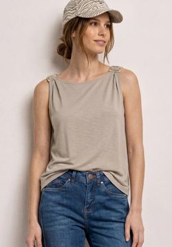 Camiseta de tirantes con hebillas en los hombros Street One Sand