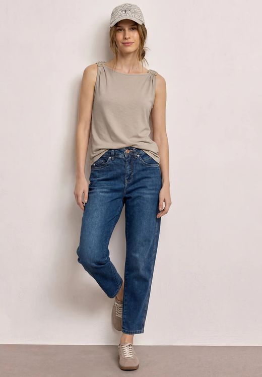 Camiseta de tirantes con hebillas en los hombros Street One Sand