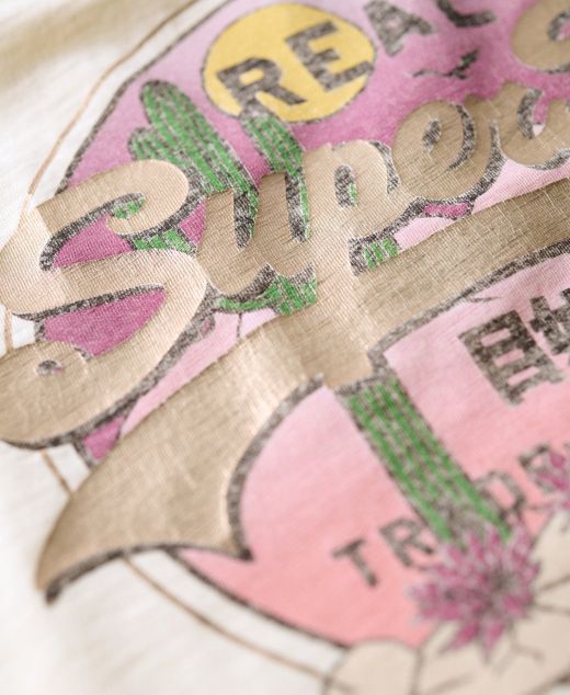 Camiseta de tirantes con print branding Superdry Off White