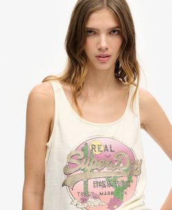 Camiseta de tirantes con print branding Superdry Off White