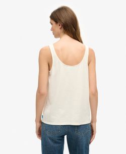 Camiseta de tirantes con print branding Superdry Off White