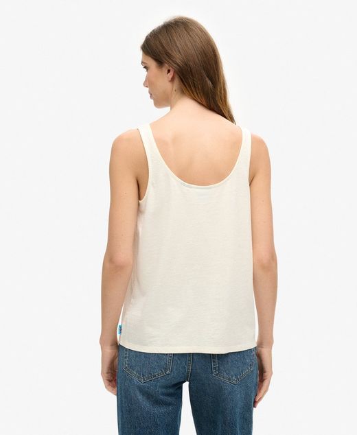 Camiseta de tirantes con print branding Superdry Off White