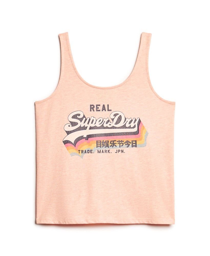 Camiseta de tirantes con print branding Superdry Shell Pink