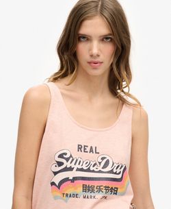 Camiseta de tirantes con print branding Superdry Shell Pink