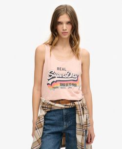 Camiseta de tirantes con print branding Superdry Shell Pink