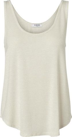 Camiseta de tirantes con rayas finas Pieces Bright White