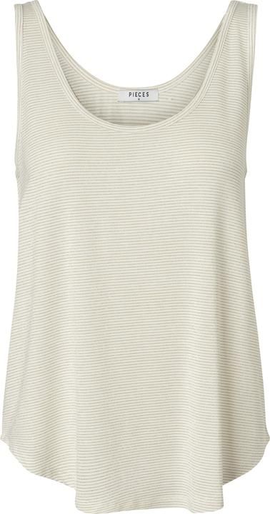 Camiseta de tirantes con rayas finas Pieces Bright White