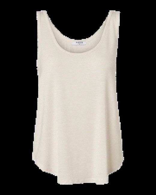 Camiseta de tirantes con rayas finas Pieces Bright White