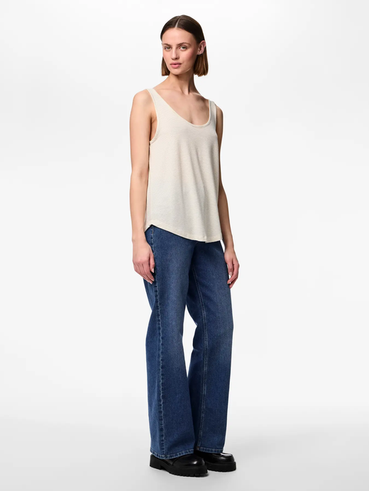 Camiseta de tirantes con rayas finas Pieces Bright White