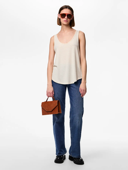 Camiseta de tirantes con rayas finas Pieces Bright White