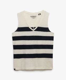 Camiseta de tirantes de cuello pico rayas anchas Superdry Off White