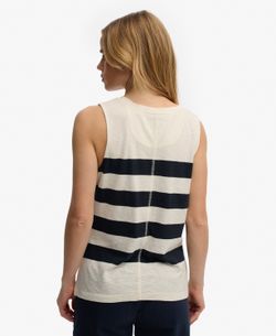 Camiseta de tirantes de cuello pico rayas anchas Superdry Off White