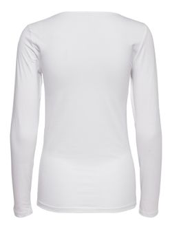 Nur weißes Langarm-Stretch-Top mit Rundhalsausschnitt