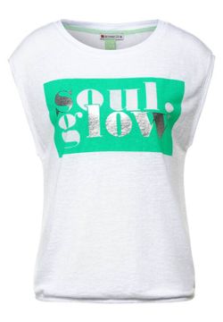 Camiseta jaspeada con print metalizado Street One White