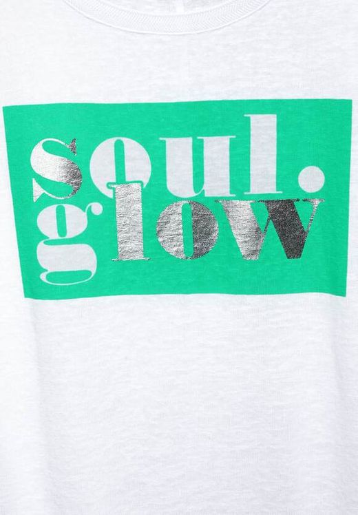 Camiseta jaspeada con print metalizado Street One White