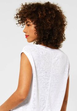 Camiseta jaspeada con print metalizado Street One White