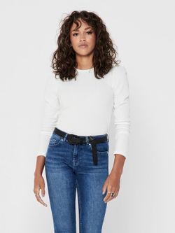 Camiseta lisa con canalé Only Cloud Dancer