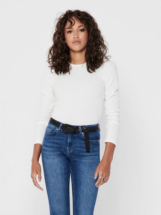 Camiseta lisa con canalé Only Cloud Dancer