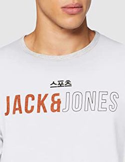 T-shirt tinta unita con lettere del marchio Jack & Jones White