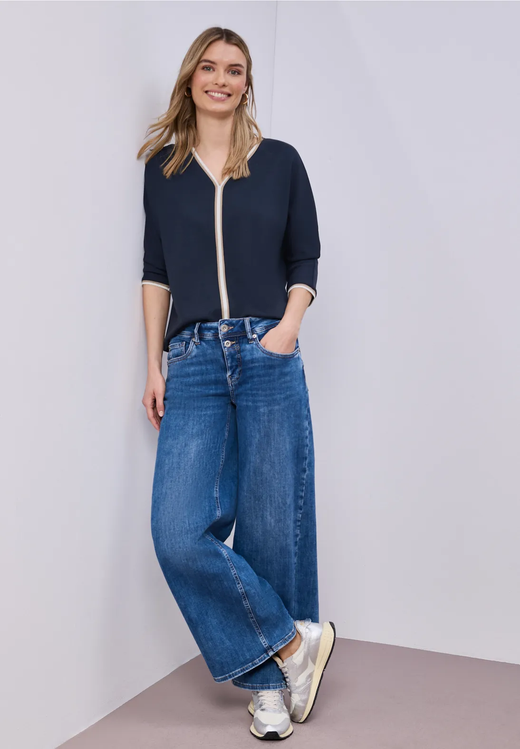 Camiseta m. 3/4 con raya bicolor Street One Shadow Blue