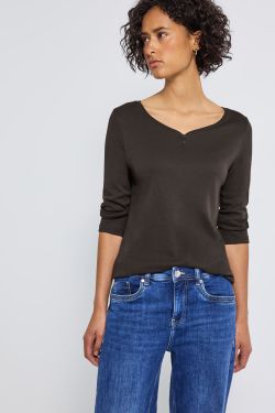 Camiseta manga 3/4 botones Street One Deep Roast